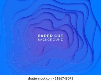 3D geometric background with realistic paper cut blue layers. vector design layout for presentation, flyer, invitation, poster, banner