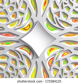 3d geometric background with shadows, paper look graphic. Place for text.