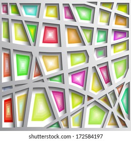 3d geometric background with shadows, paper look graphic.