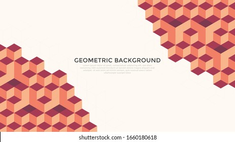 3d geometric backrgound with orange line on background. isolated on white color. vector. eps10