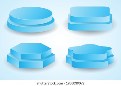 3d geometric blue display podium bundle