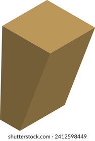 3D geometric brown rectangle standing upright on white background. Simple geometric shapes and abstract art vector illustration.