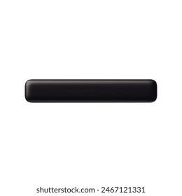 A 3D geometric cartoon element. A black matte brutalist abstraction with a rectangle with rounded corners in the Bauhaus style on a white background