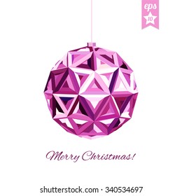 3D Geometric christmas ball. Abstract poster.
