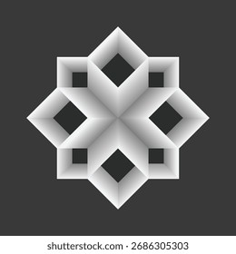 Ilusión de cubo geométrico 3D, patrón de estrella simétrica, diseño Abstractas de la profundidad y de la Perspectiva, fondo 3D futurista