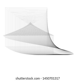 3D geometric futuristic design element black isolated on white modern perspective urban concept rectangle sketch vector drawing 