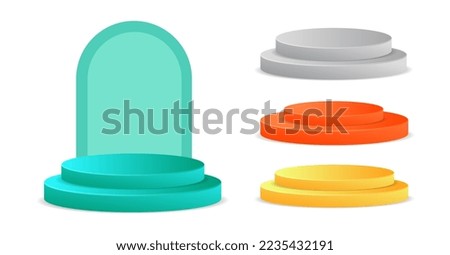 3d Geometric Green, Red, Grey and Yellow Podium Product Placement Realistic Set