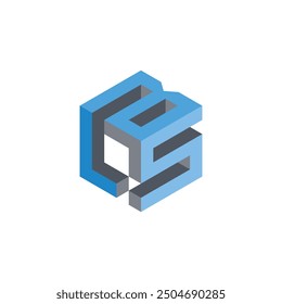 3D Geometric or isometric Letter LBS Logo