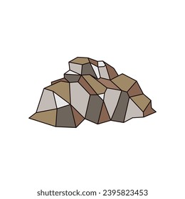 3D Geometric Isometric Stone Rock Icon Illustration Vector