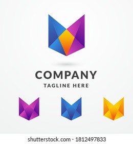 3D geometric letter M or fox logo design