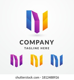 3D geometric letter M Logo design