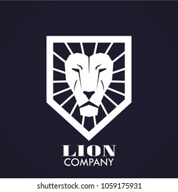 3d geometric lion head shape heraldry shield white logo