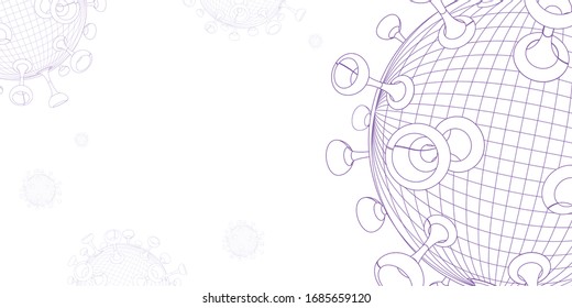 3D Geometric Model of Colorful Corona Virus Line Art Concept, Global Pandemic Viruses Spreading Infecting Caused Dead Background