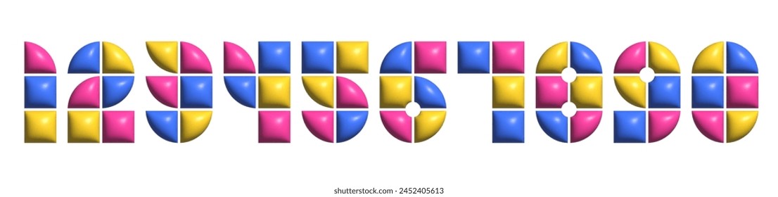 3d geometric number set. Numbering figures from 0 to 9