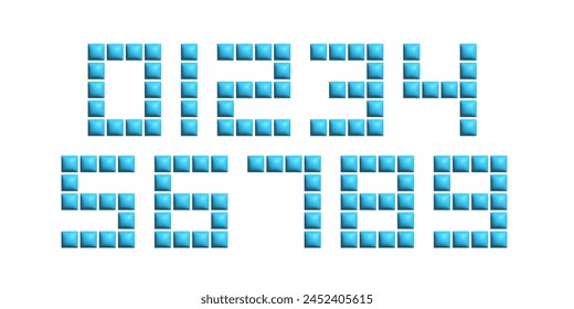 3d geometric number set. Numbering figures from 0 to 9