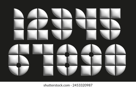 3d geometric number set. Numbering figures from 0 to 9