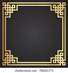 3d geometric ornament shape golden frame label background