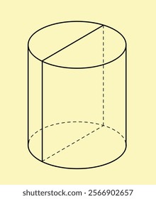 3D geometric outline shape. Volumetric geometric figure. Geometrical object. Design and engineering. Template and layout. Linear vector illustration isolated on yellow background