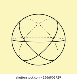 3D geometric outline shape. Volumetric geometric figure. Learning and training. Geometrical object. Graphic element for website. Linear vector illustration isolated on yellow background