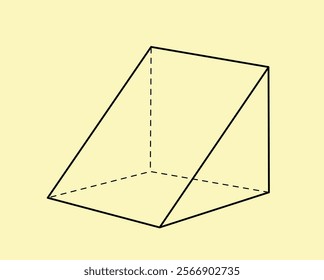 3D geometric outline shape. Volumetric geometric figure. Abstract pattern and ornament. Education and training. Poster or banner. Linear vector illustration isolated on yellow background