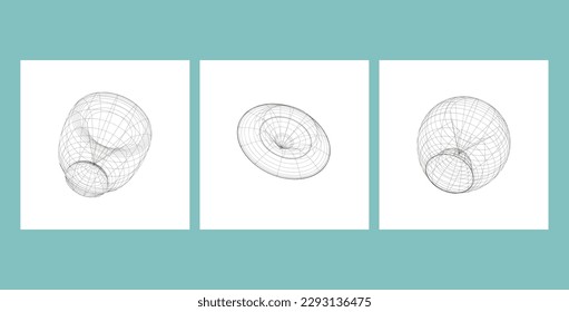 3 d conjunto de formas vectoriales de contorno geométrico, elementos de diseño decorativo
