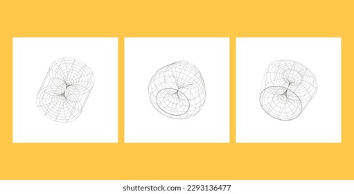 3 d conjunto de formas vectoriales de contorno geométrico, elementos de diseño decorativo