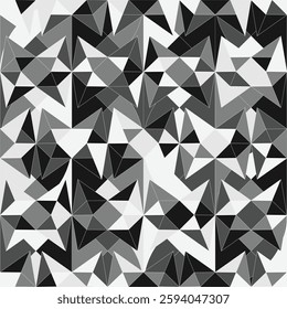 3D geometric pattern. Achromatic graphic seamless background. Grayscale simple backdrops. Vector illustration. Vector illustration