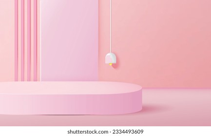 3d geometric pink podium with copy space area, blank space for product display, product placement, mockup. vector template