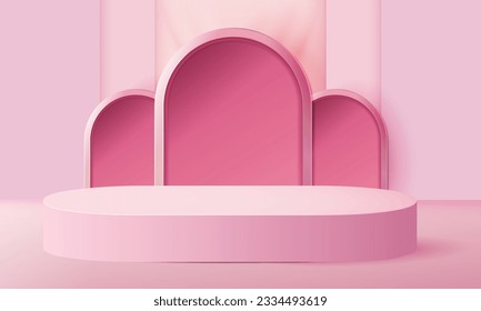 3d geometric pink podium with copy space area, blank space for product display, product placement, mockup. vector template