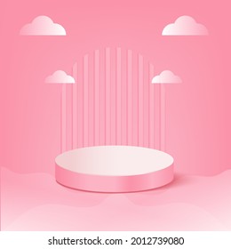 3d geometric pink podium for product editable color