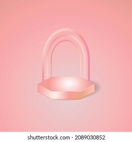 3d geometric pink podium for product placement.