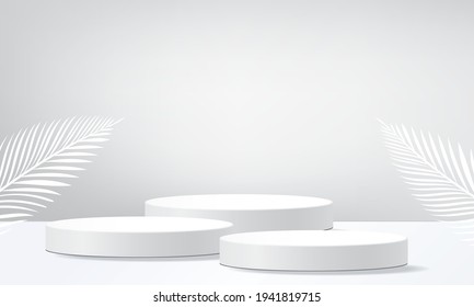 3d geometric podium mockup leaf tropical netural concept for showcase white background Abstract minimal scene product presentation 