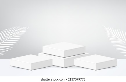 3.ᵉʳ concepto geométrico de foja de podio de broche de fondo blanco de vitrina Resumen presentación mínima del producto vectorial iluminacion
