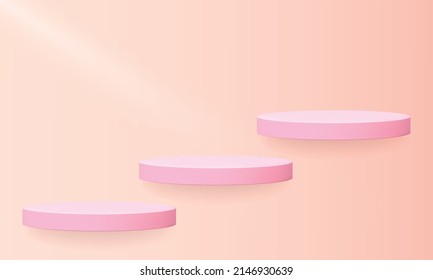 3d geometric podium mockup leaf tropical netural concept for showcase pink blue background Abstract minimal scene product presentation vector illustation
