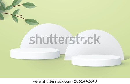 3d geometric podium mockup leaf tropical natural concept for showcase green background Abstract minimal scene product presentation vector illustrator