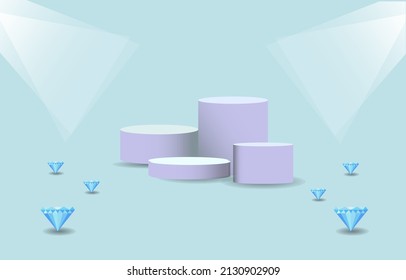 3d geometric podium mockup,stage renders minimalism, presentation pedestal product cosmetic.Grey color luxury the light blue background gradient. for advertise product,website.