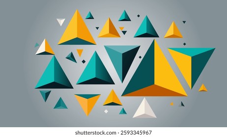 3D Geometric Pyramid Abstract Background Modern Low Poly Design