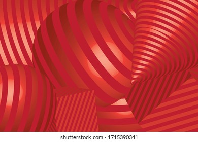 3D geometric is red background