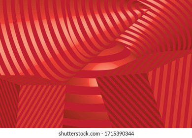 3D geometric is red background