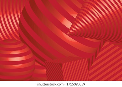 El fondo geométrico 3D es rojo