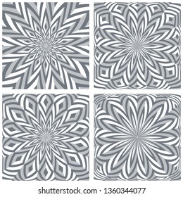 3d geometric rotation patterns set. Vector art.