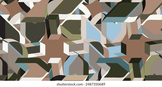 3d geometric seamless pattern background. Modern geometric texture design. Vector illustration. 