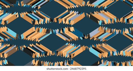 3d geometric seamless pattern. Fashion colored simple shapes graphic pattern. Abstract mosaic artwork. 