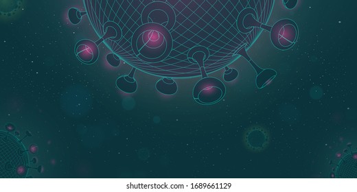3D Geometric Shape of Deadly Corona Virus Flying in the Space, Global Pandemic coronavirus Background Concept