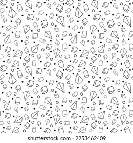 3D geometric shaped hand drawn seamless template. Mathematic geometry endless background. Math illustration.
