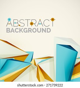 3d geometric shapes in the air. Vector abstract background. Business futuristic presentation layout or web interface or app cover. Universal composition