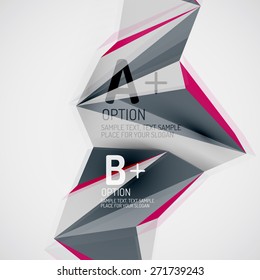 3d geometric shapes in the air. Vector abstract background. Business futuristic presentation layout or web interface or app cover. Universal composition