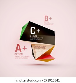 3d geometric shapes in the air. Vector abstract background. Business futuristic presentation layout or web interface or app cover. Universal composition