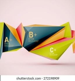 3d geometric shapes in the air. Vector abstract background. Business futuristic presentation layout or web interface or app cover. Universal composition