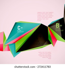 3 d formas geométricas en el aire. Fondo abstracto vectorial. Diseño de presentación futurista de negocios o interfaz web o portada de aplicación. Composición universal